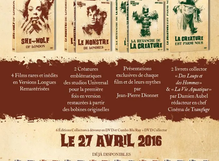Le loup-garou et la créature du Lac Noir : deux monstres légendaires pour 4 films en HD le 27 avril 2016 chez Elephant Films !!