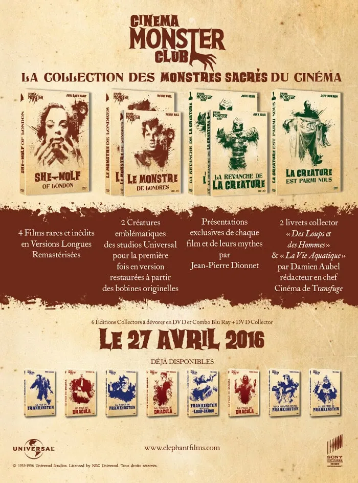 Le loup-garou et la créature du Lac Noir : deux monstres légendaires pour 4 films en HD le 27 avril 2016 chez Elephant Films !!
