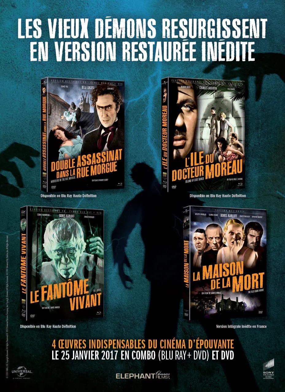 Une nouvelle collection indispensable chez Elephant Films : redécouvrez l'île du Dr Moreau ainsi que d'autres classiques du fantastique le 25 Janvier 2017
