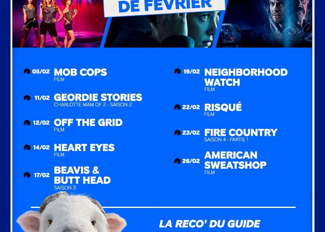 Les sorties Paramount+ de février 2026 dévoilées dont Heart Eyes, Fire Country saison 4, Beavis & Butt Head 1 Les sorties Paramount+ de février 2026 dévoilées dont Heart Eyes, Fire Country saison 4, Beavis & Butt Head