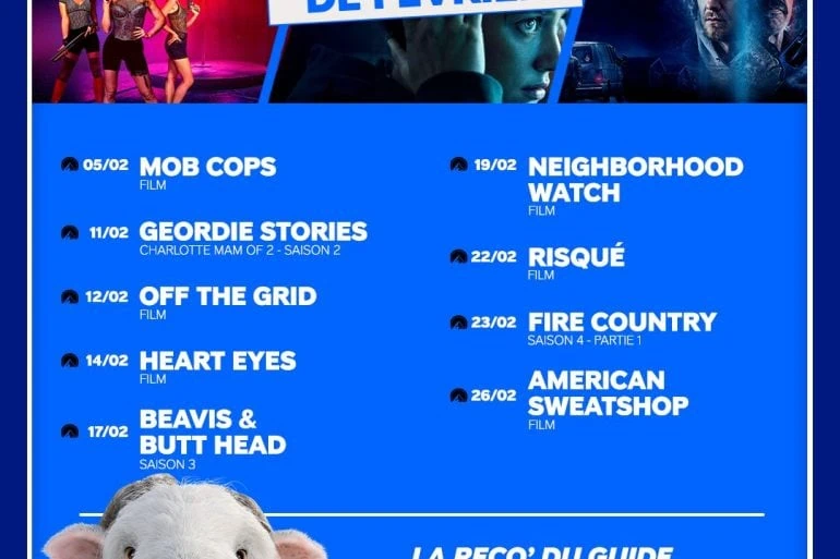 Les sorties Paramount+ de février 2026 dévoilées dont Heart Eyes, Fire Country saison 4, Beavis & Butt Head 6 Les sorties Paramount+ de février 2026 dévoilées dont Heart Eyes, Fire Country saison 4, Beavis & Butt Head