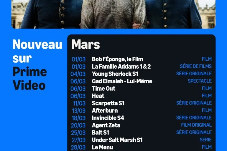 Sorties Prime Video mars 2026 : Young Sherlock, Scarpetta, Invincible et toutes les nouveautés 15 Sorties Prime Video mars 2026 : Young Sherlock, Scarpetta, Invincible et toutes les nouveautés