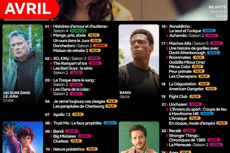 Sorties Netflix avril 2026 : tous les nouveaux films, séries et documentaires du mois 9 Sorties Netflix avril 2026 : tous les nouveaux films, séries et documentaires du mois