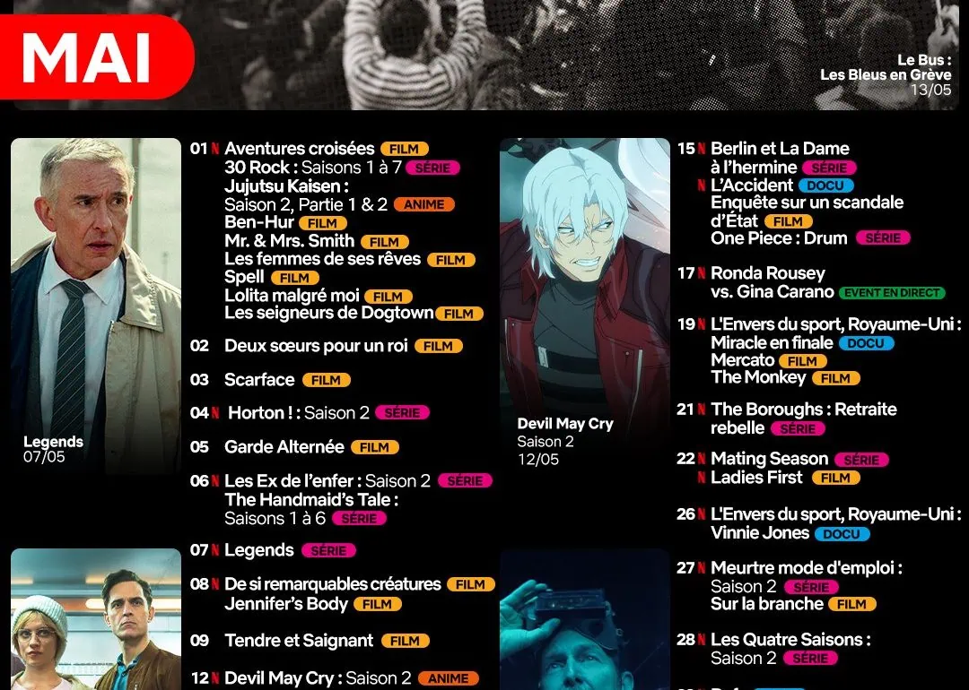 Sorties Netflix mai 2026 : films, séries et programme complet du mois 1 Sorties Netflix mai 2026 : films, séries et programme complet du mois