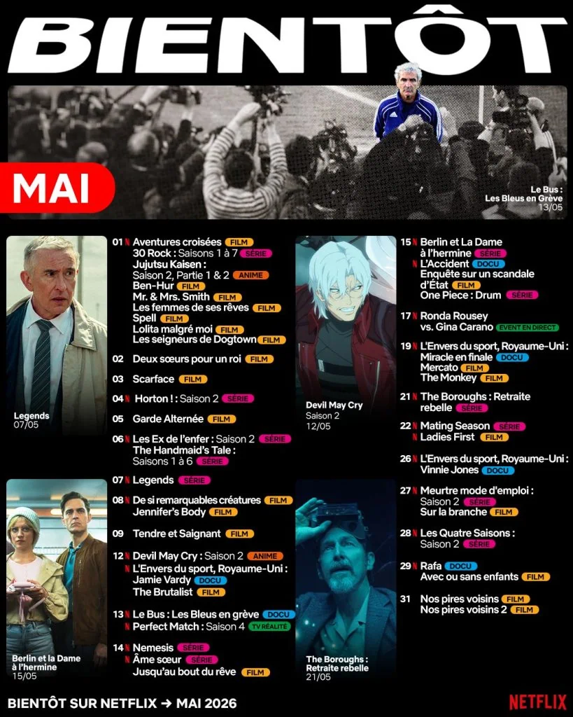Sorties Netflix mai 2026 : films, séries et programme complet du mois 3 Sorties Netflix mai 2026 : films, séries et programme complet du mois