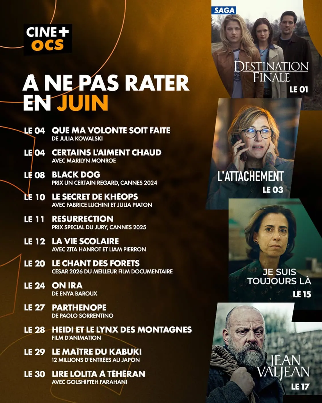 Nouveautés et sorties Ciné+ OCS juin 2026 : tous les films et séries du mois 4 Calendrier Ciné+ OCS juin