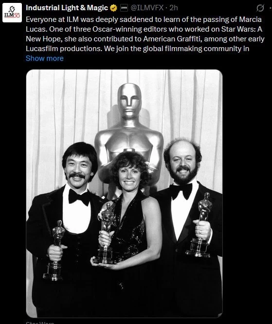 Marcia Lucas est morte : la monteuse oscarisée de Star Wars avait 80 ans 4 Marcia Lucas est morte : la monteuse oscarisée de Star Wars avait 80 ans