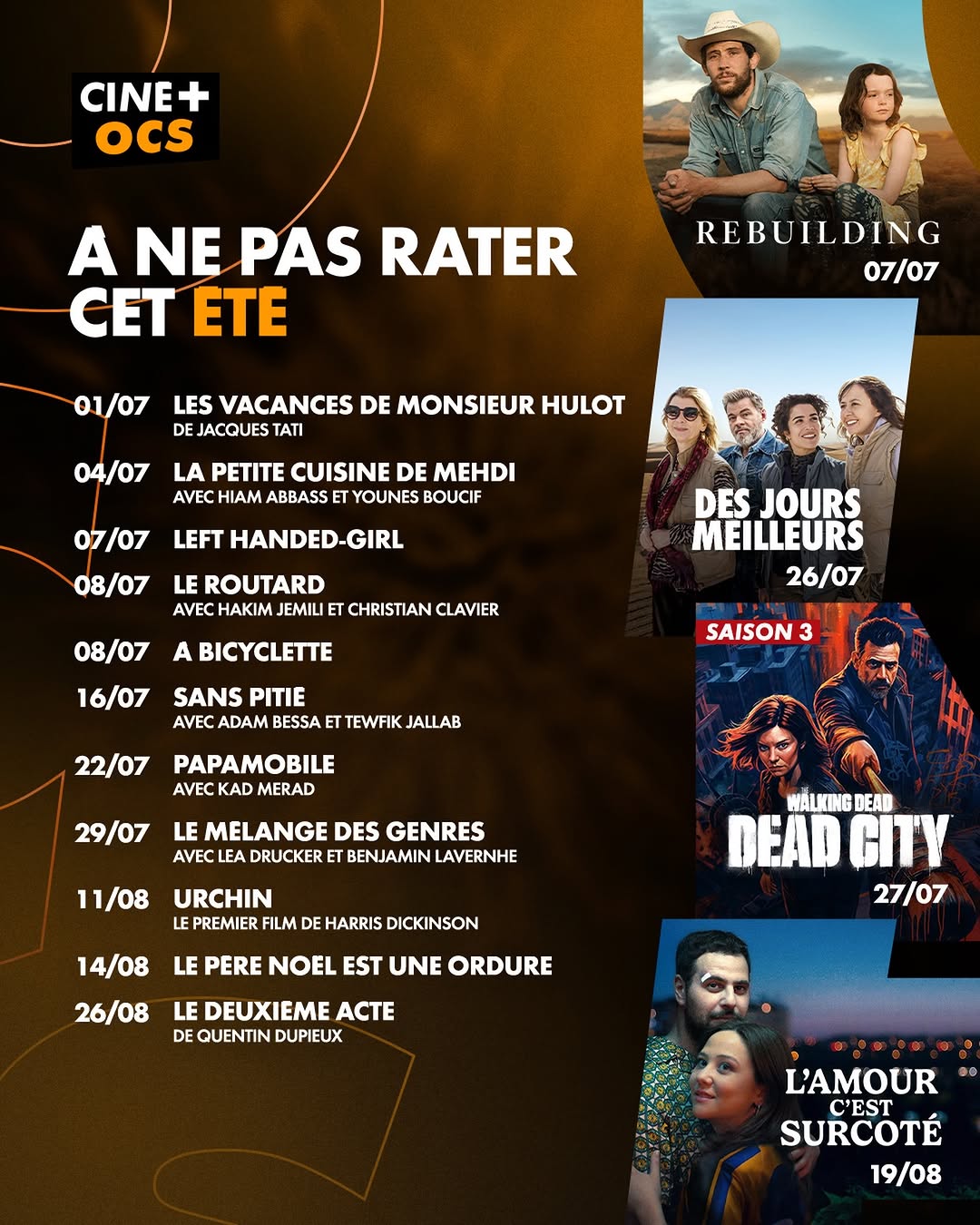 Nouveautés et sorties Ciné+ OCS juillet 2026 : tous les films et séries du mois 4 Calendrier Ciné+ OCS juillet