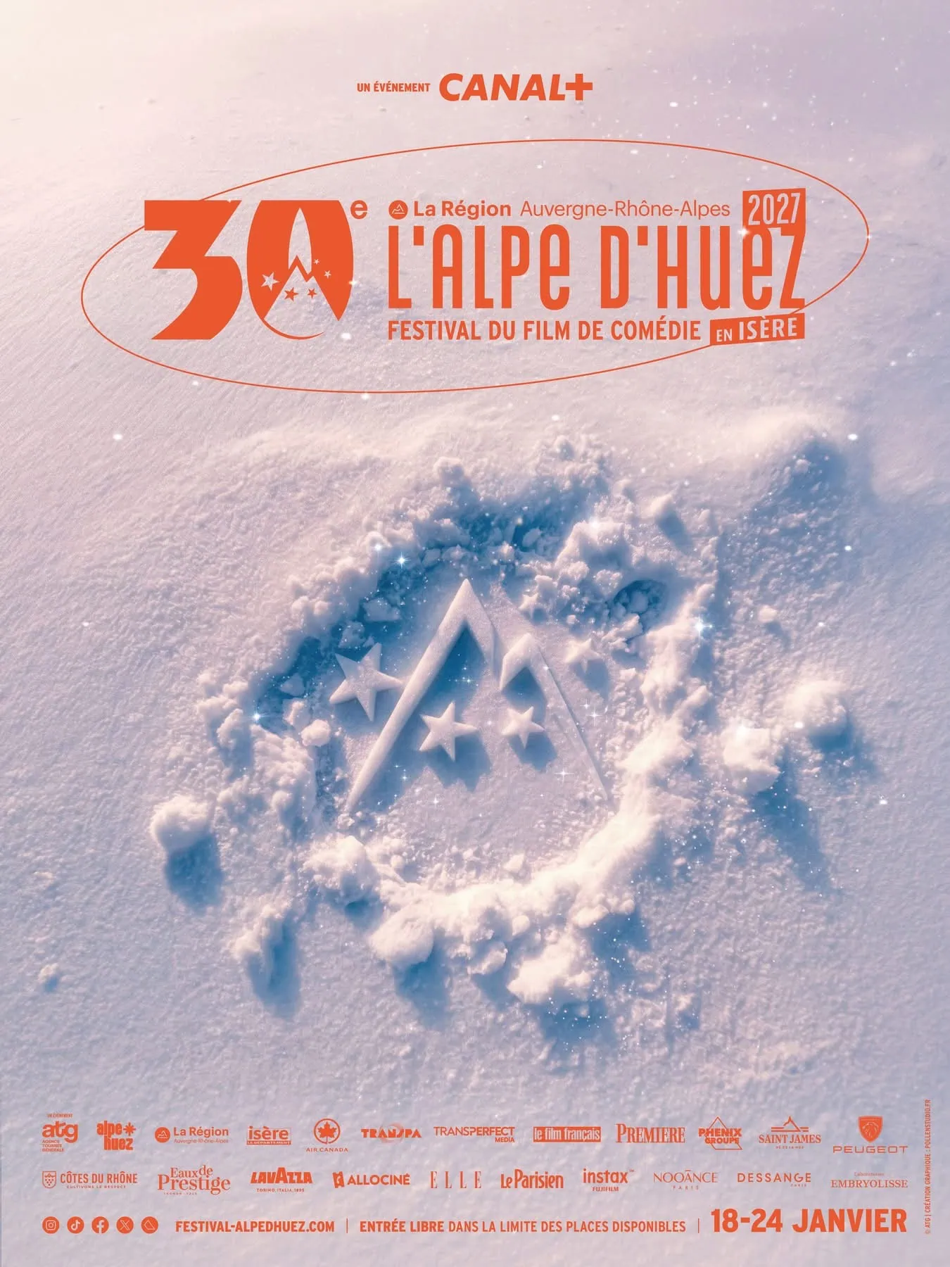 Festival de l&rsquo;Alpe d&rsquo;Huez 2027 : l&rsquo;affiche de la 30e édition dévoilée